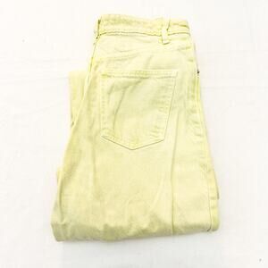 Zara Green Denim Wide Leg Jeans High Rise Raw Hem Size 4